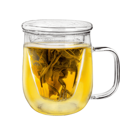 Creano Teeglas 450ml - Teetasse, Sieb & Deckel aus Glas - Teekränzchen