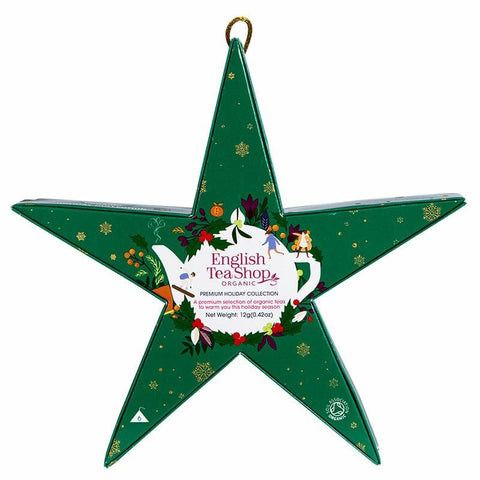 Tee Weihnachtsstern zum Aufhängen "Green Star" - Grün - 6 Pyramidenbeutel - Teekränzchen