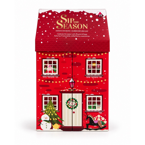 Tee-Geschenkset "Winterhaus" BIO - 10 Sorten, 28 Pyramidenbeutel