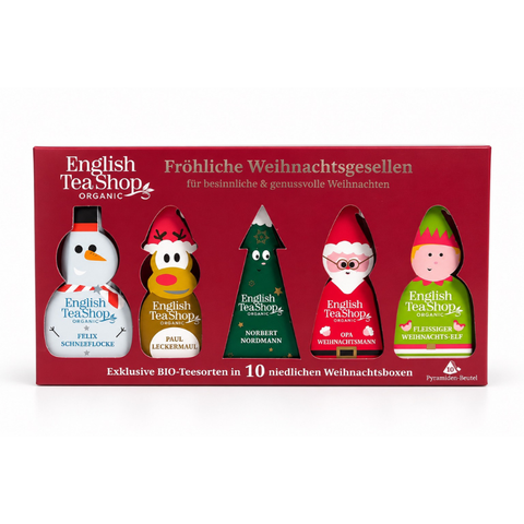 Wintertee Geschenk "Fröhliche Weihnachtsgesellen", BIO, 10 Pyramidenbeutel
