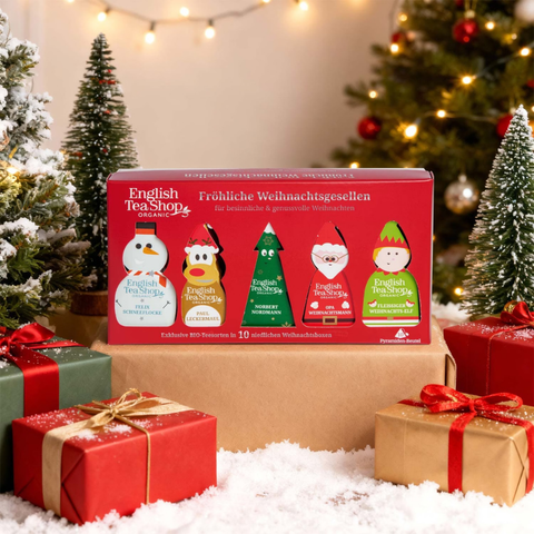 Wintertee Geschenk "Fröhliche Weihnachtsgesellen", BIO, 10 Pyramidenbeutel
