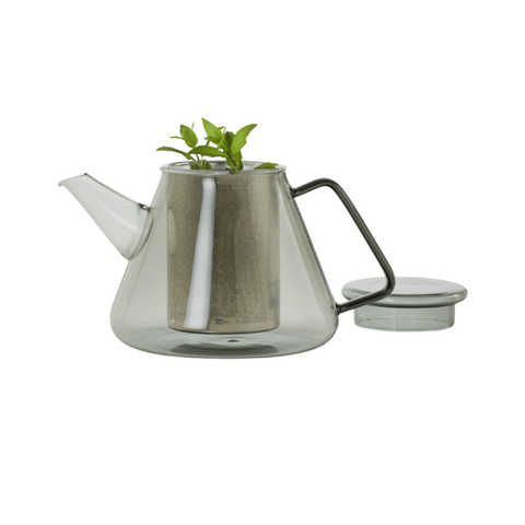 AdHoc Teekanne ORIENT+ GREY aus Borosilikatglas grau getönt 1,5 Liter