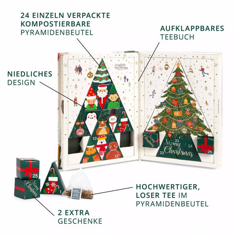 Adventskalender "Teebuch", BIO, 24 x Chai, Früchtetee, Kräutertee in Pyramidenbeutel - Teekränzchen