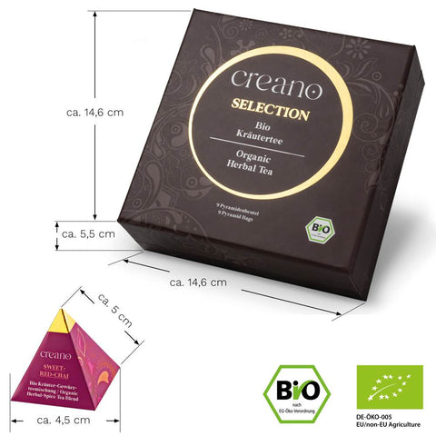 Bio Kräutertee 9er Pyramiden Geschenkset „ORGANIC HERBAL TEA“ – 9 unterschiedliche Sorten - Teekränzchen