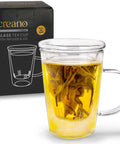 Creano Teeglas 400ml - Teetasse, Sieb & Deckel aus Glas - Teekränzchen