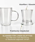Creano Teeglas 400ml - Teetasse, Sieb & Deckel aus Glas - Teekränzchen