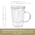 Creano Teeglas 400ml - Teetasse, Sieb & Deckel aus Glas - Teekränzchen