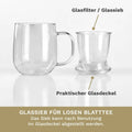 Creano Teeglas 450ml - Teetasse, Sieb & Deckel aus Glas - Teekränzchen