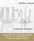 Creano Teeglas 450ml - Teetasse, Sieb & Deckel aus Glas - Teekränzchen