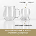 Creano Teeglas 450ml - Teetasse, Sieb & Deckel aus Glas - Teekränzchen