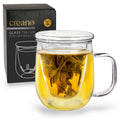 Creano Teeglas 450ml - Teetasse, Sieb & Deckel aus Glas - Teekränzchen