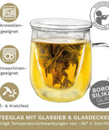 Creano Teeglas 450ml - Teetasse, Sieb & Deckel aus Glas - Teekränzchen