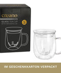 Creano Teeglas 450ml - Teetasse, Sieb & Deckel aus Glas - Teekränzchen