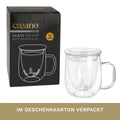 Creano Teeglas 450ml - Teetasse, Sieb & Deckel aus Glas - Teekränzchen