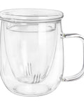 Creano Teeglas 450ml - Teetasse, Sieb & Deckel aus Glas - Teekränzchen