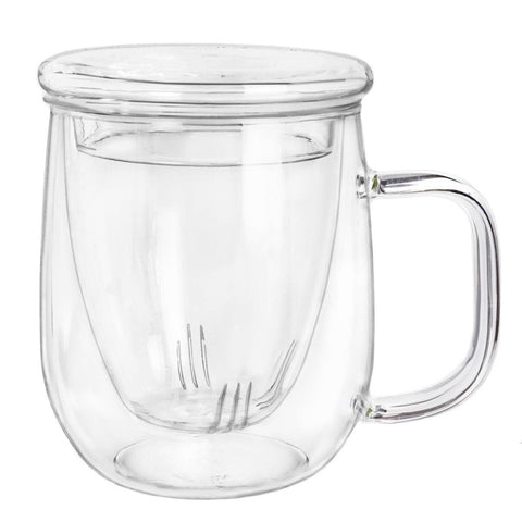 Creano Teeglas 450ml - Teetasse, Sieb & Deckel aus Glas - Teekränzchen