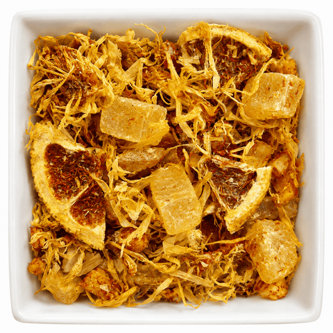 Fruchtig. Sommerlich. Unser Früchtetee Mango Mambo ist eine wahre Geschmacksexplosion