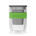 Doppelwandiger Glasbecher mit Sieb und Deckel - Teekränzchen