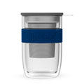 Doppelwandiger Glasbecher mit Sieb und Deckel - Teekränzchen