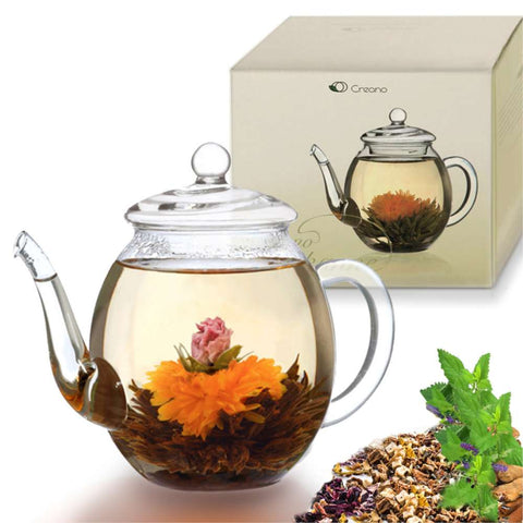 Glasteekanne 0,5 Liter ideal für Teerosen - Teekränzchen