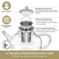 Glasteekanne 0,8 Liter mit Edelstahlsieb - Teekränzchen