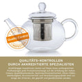 Glasteekanne 0,8 Liter mit Edelstahlsieb - Teekränzchen