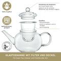 Glasteekanne 0,8 Liter mit Glassieb - Teekränzchen