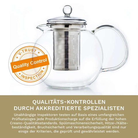 Glasteekanne "Schnabel" 0,85 Liter mit Edelstahlsieb - Teekränzchen