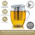 Teeglas "all in one" mit Edelstahlsieb - 400ml - Teekränzchen