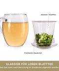Teeglas "all in one" - mit Glasfilter 400ml - Teekränzchen