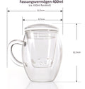 Teeglas "all in one" - mit Glasfilter 400ml - Teekränzchen
