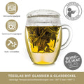 Teeglas "all in one" - mit Glasfilter 400ml - Teekränzchen